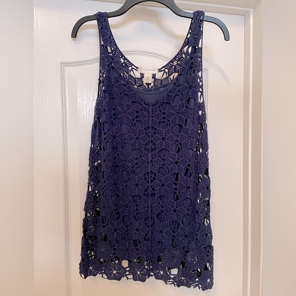 Kenar Tops - Kenar beautiful all crochet tank top size Large in royal blue. Fully lined NWT